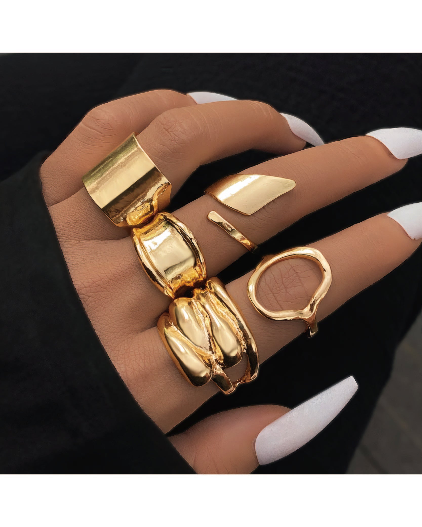Punk Style Geometric Design Ring Set