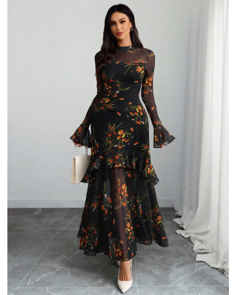 Alicia Printed Mesh Dress