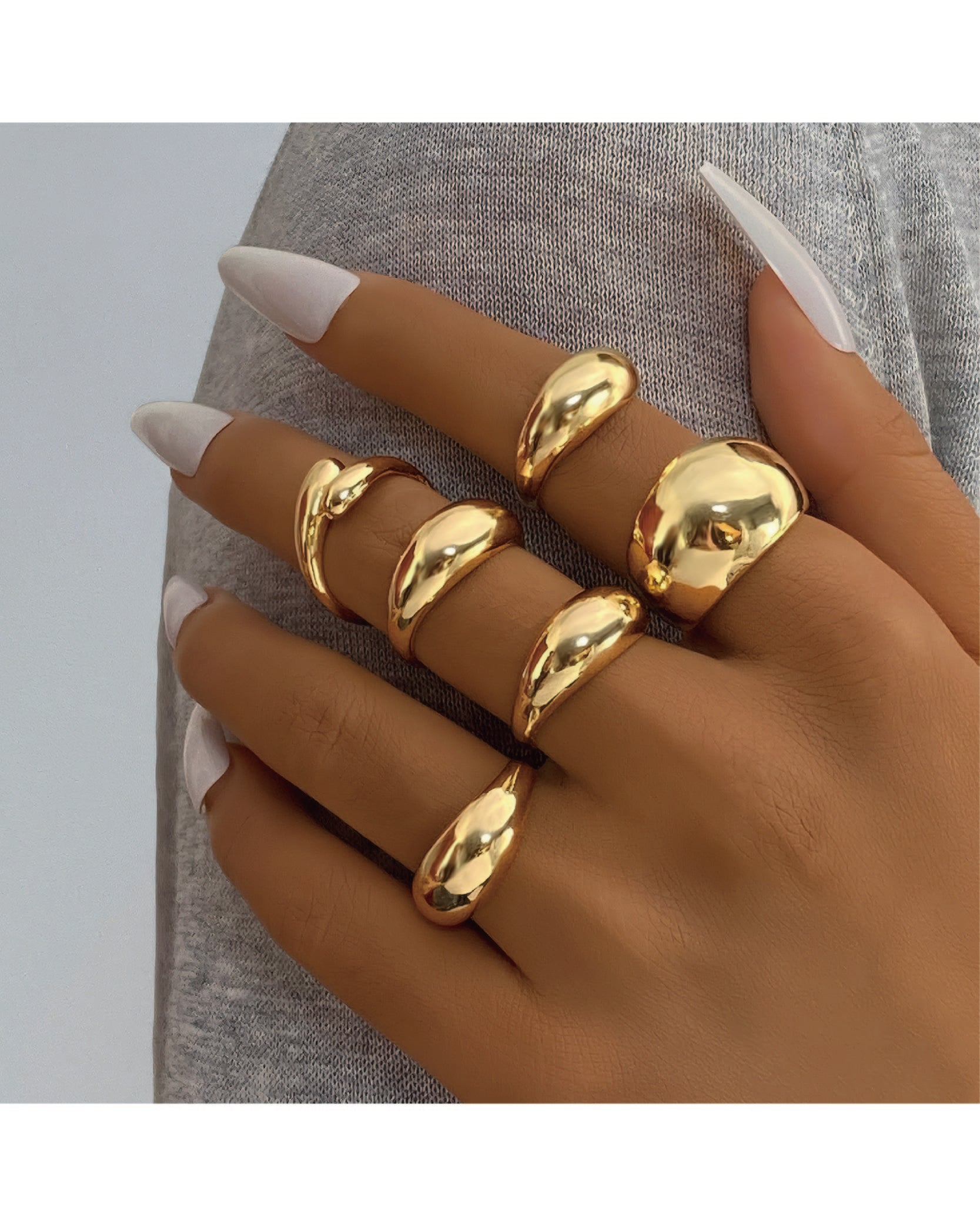 Punk Style Geometric Design Ring Set