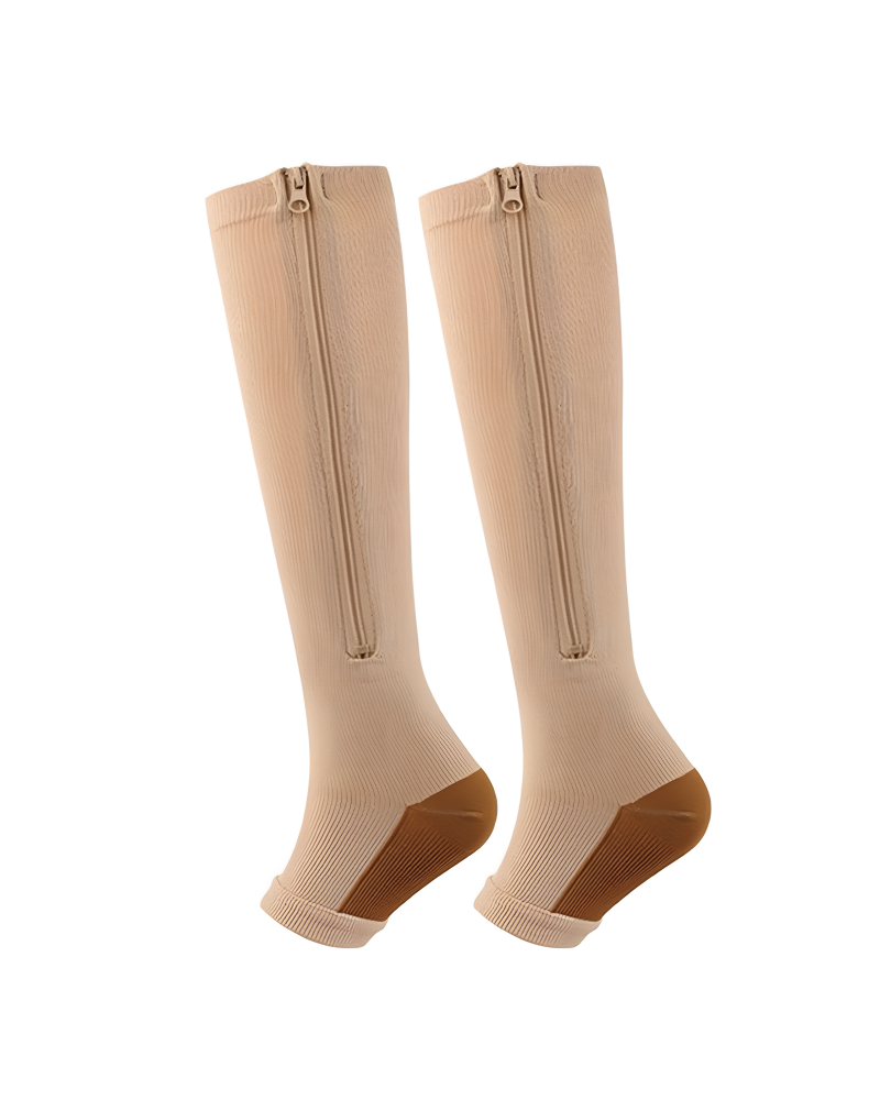 Zipper Compression Socks Open Toe