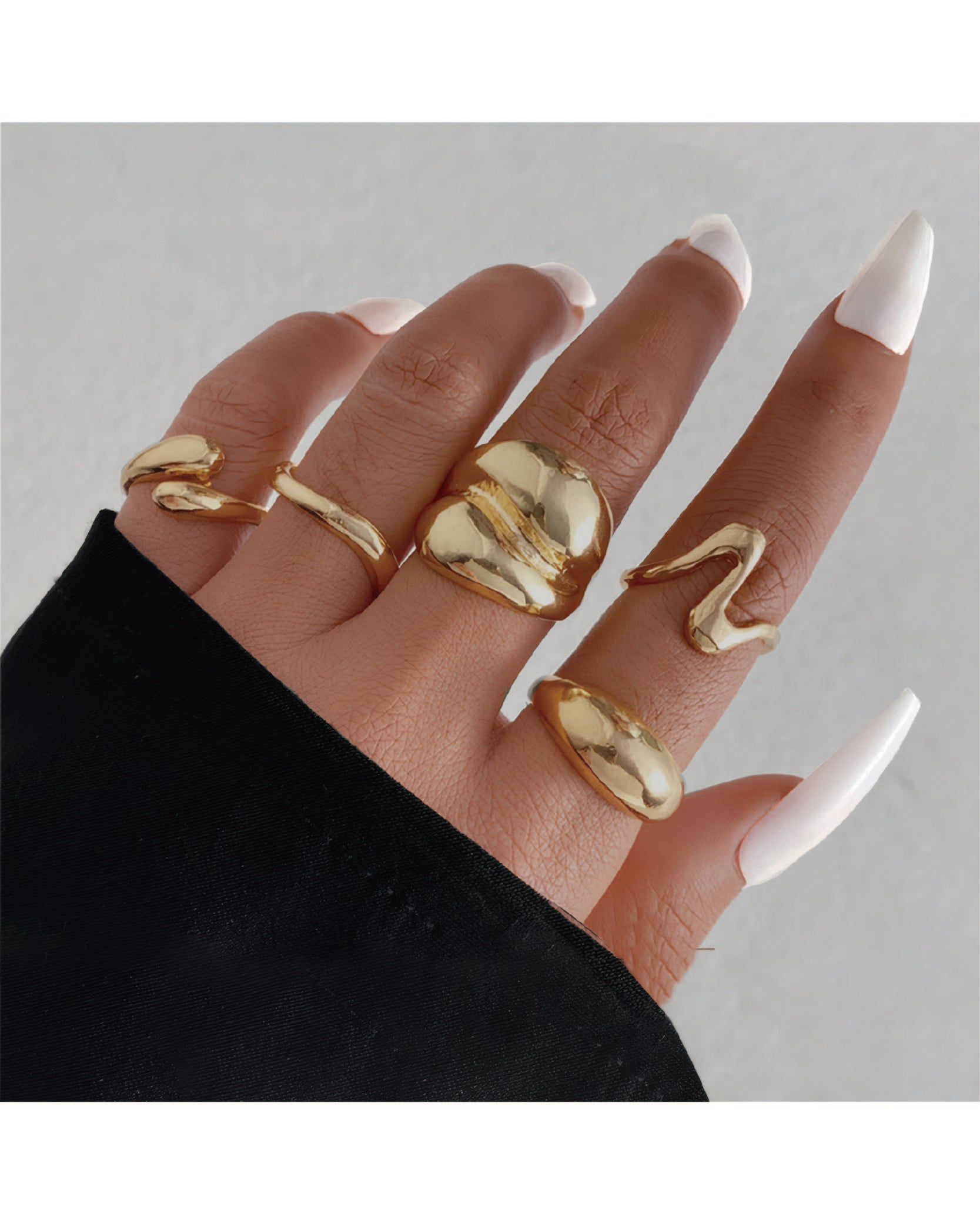Punk Style Geometric Design Ring Set