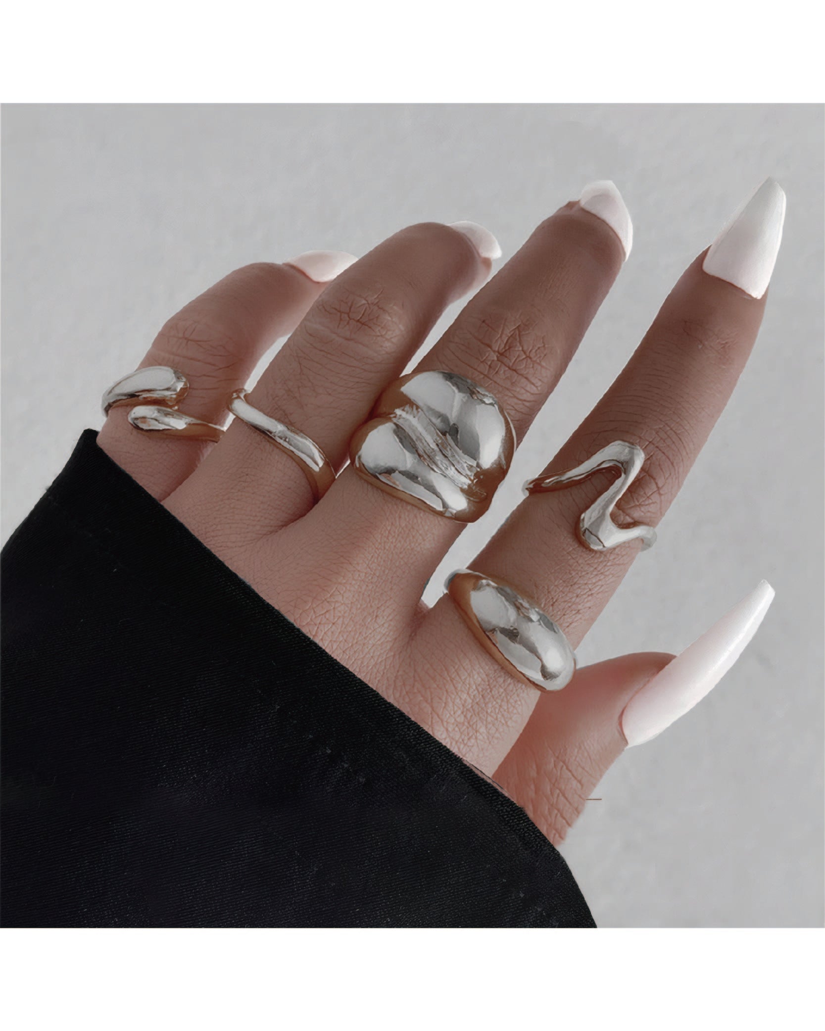 Punk Style Geometric Design Ring Set