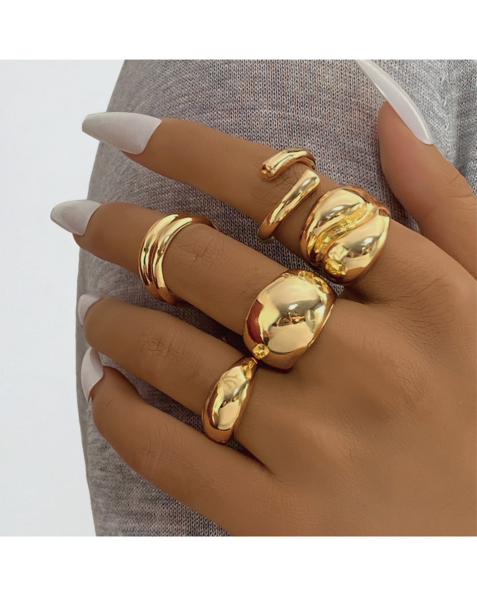 Punk Style Geometric Design Ring Set