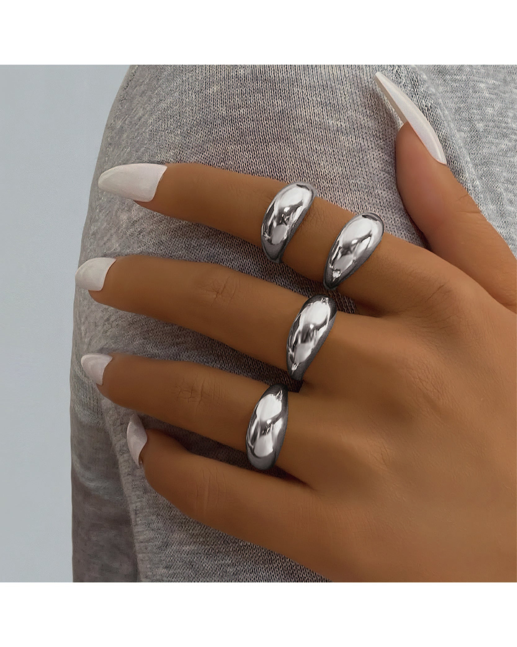Punk Style Geometric Design Ring Set
