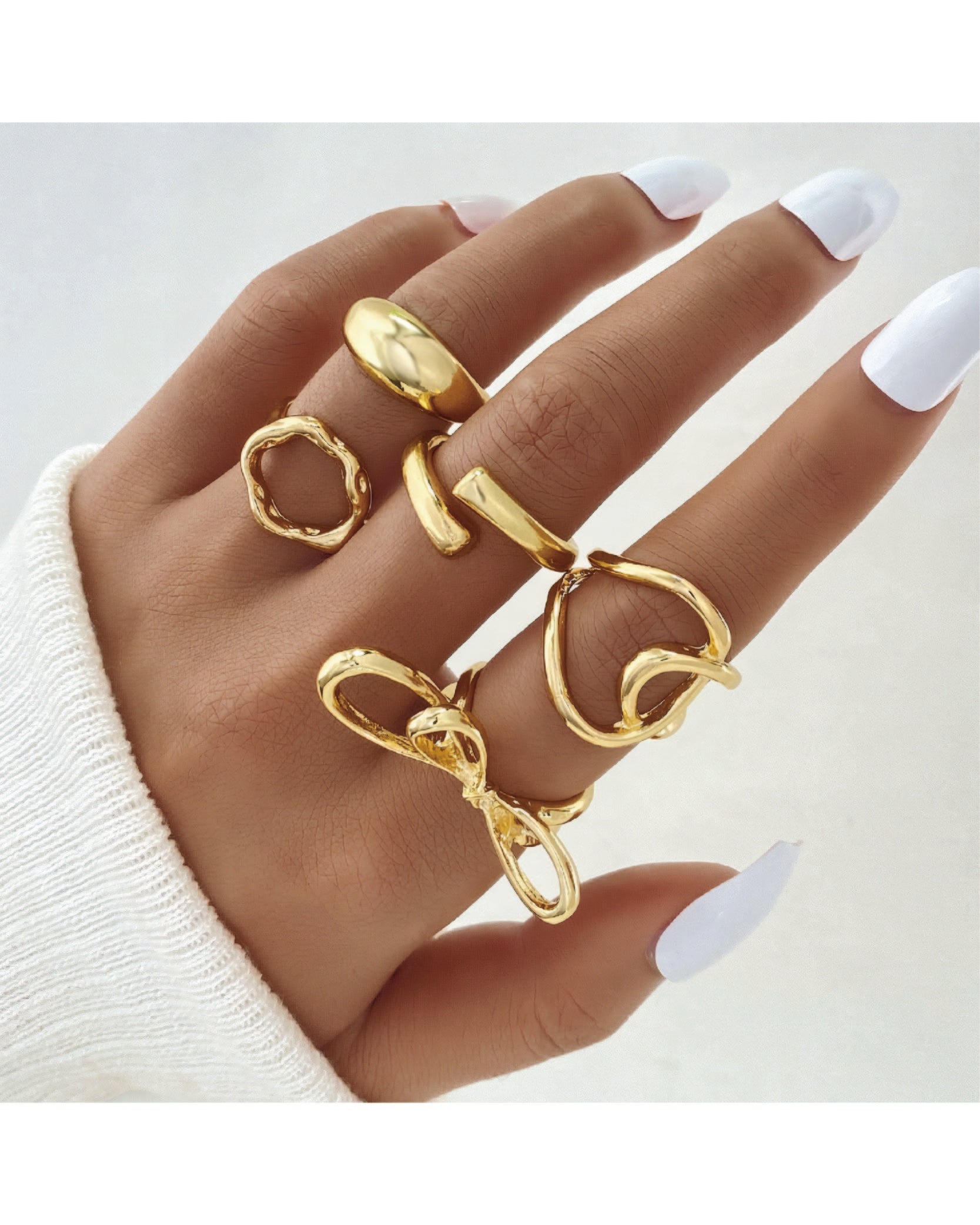 Punk Style Geometric Design Ring Set