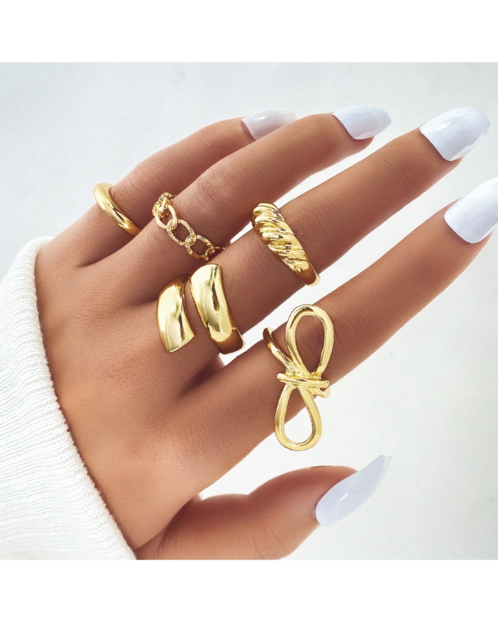 Punk Style Geometric Design Ring Set