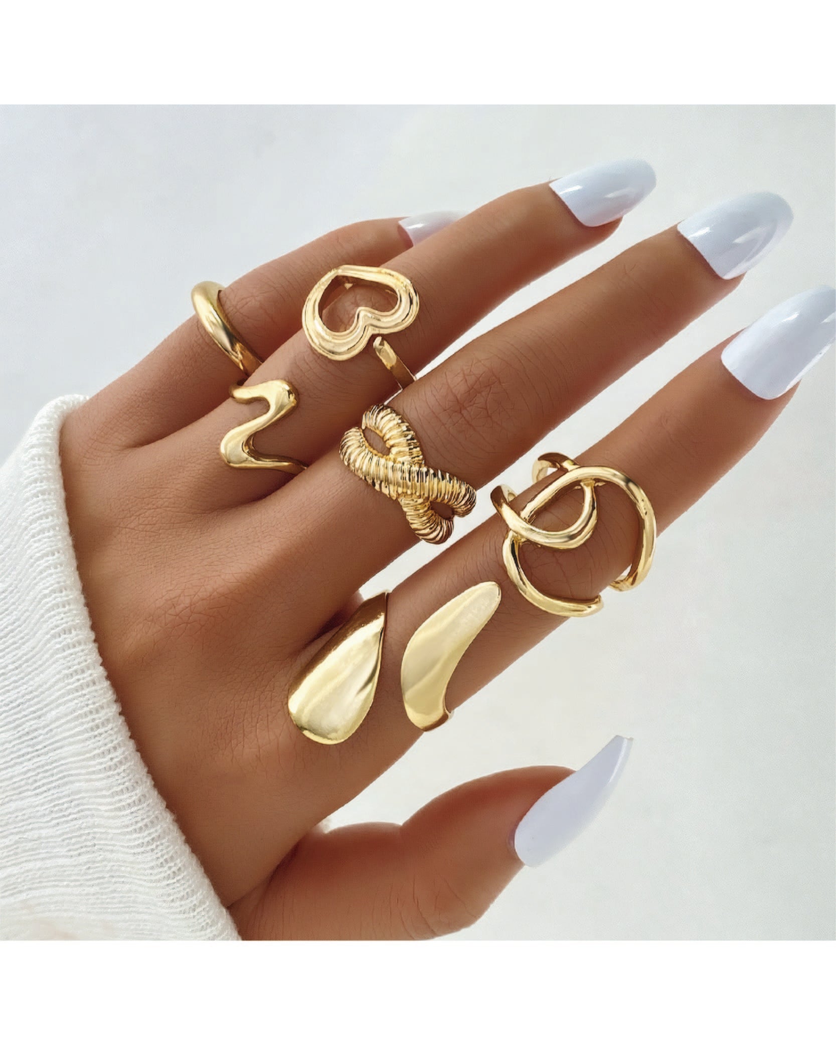 Punk Style Geometric Design Ring Set