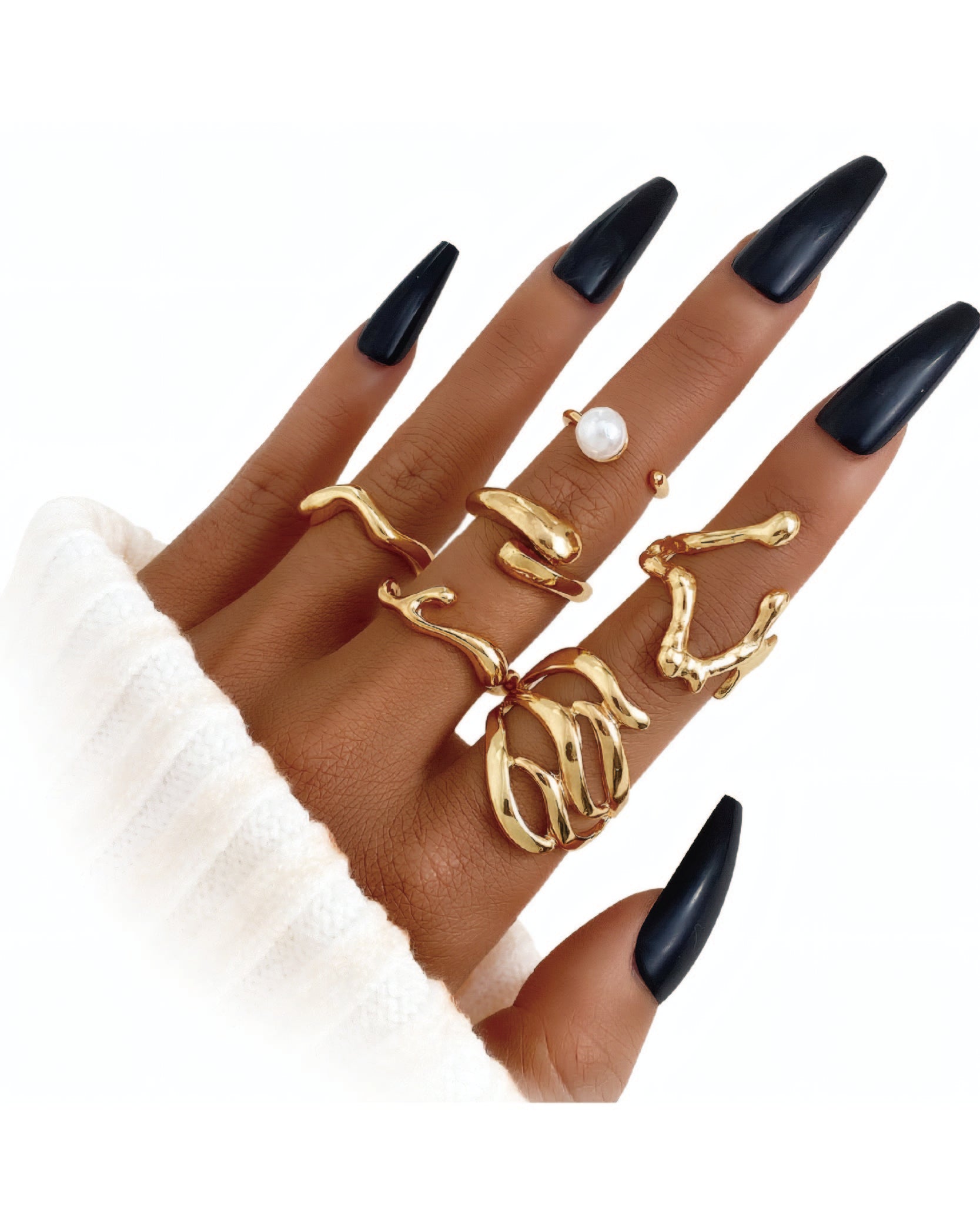 Punk Style Geometric Design Ring Set