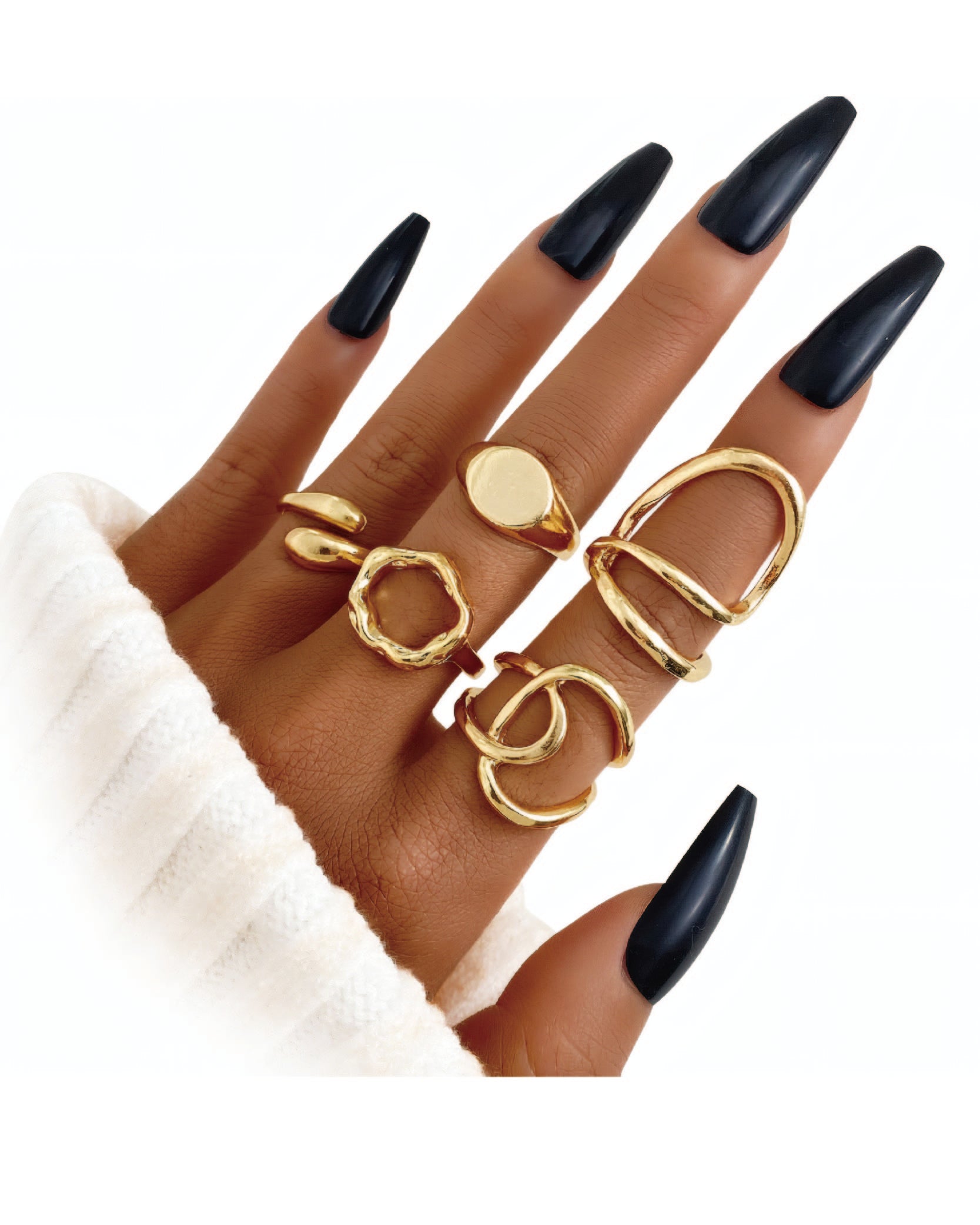 Punk Style Geometric Design Ring Set