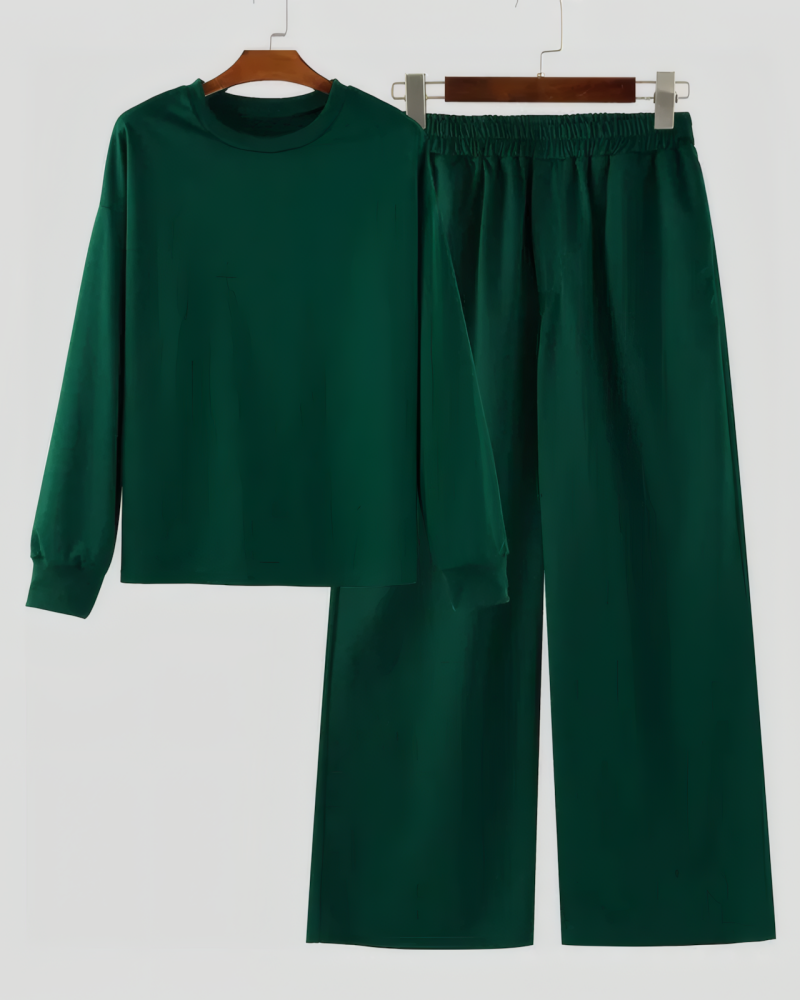 Sweatshirt&Wide Leg Pants Set