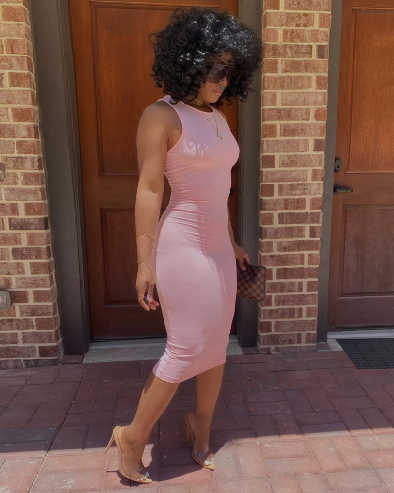 Solid Ease Sleeveless Midi Dress