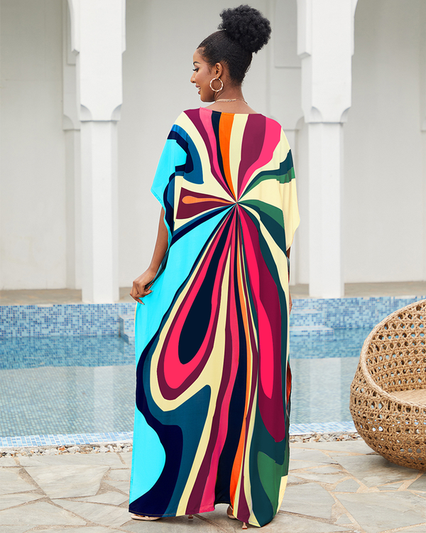 Colorful Print Caftan Dress