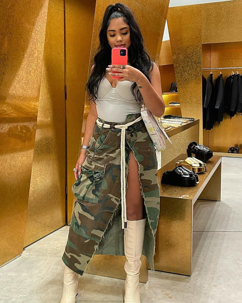 True Army fatigue Woodland Camo Skirt Snazzyin