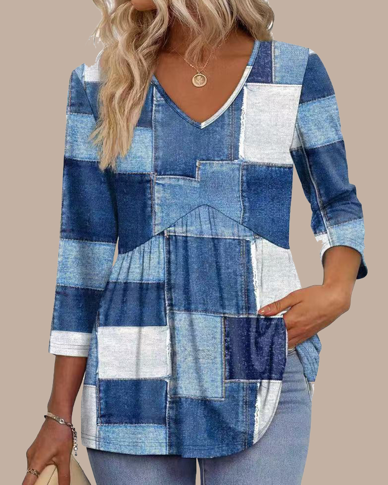Effortless Style Print Babydoll Top