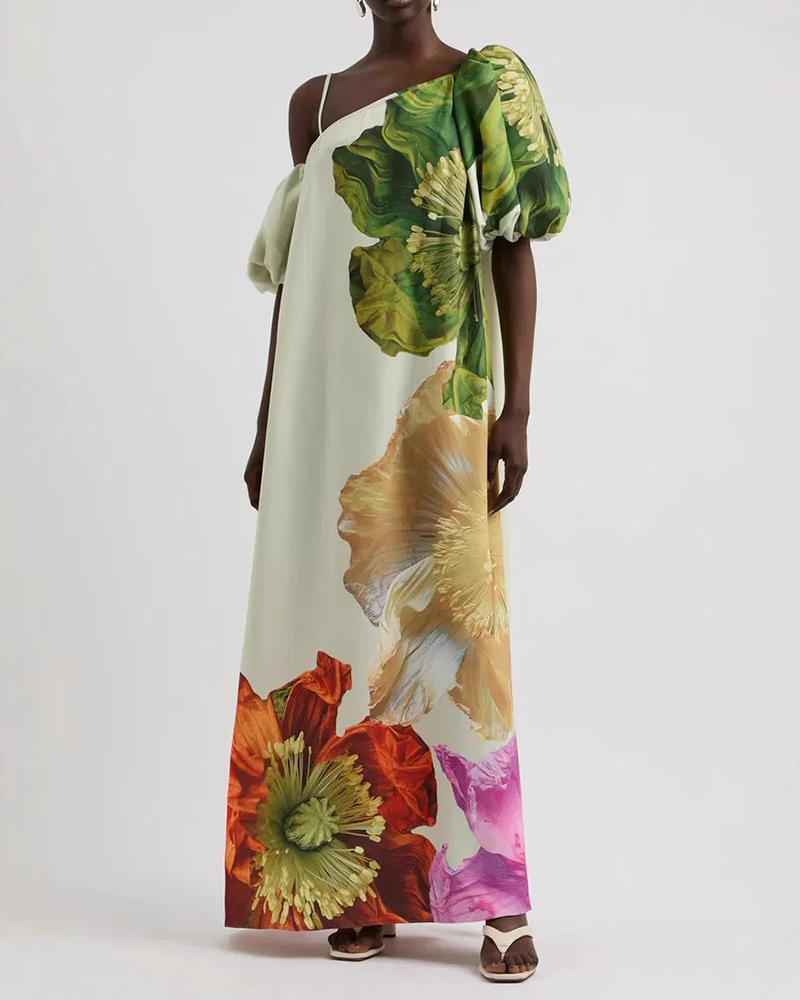 Asym Print Dress