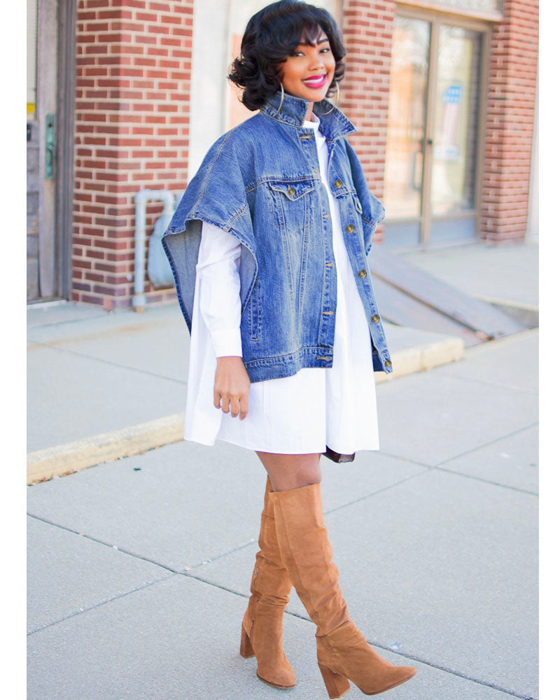 Transformer Denim Cape Jacket