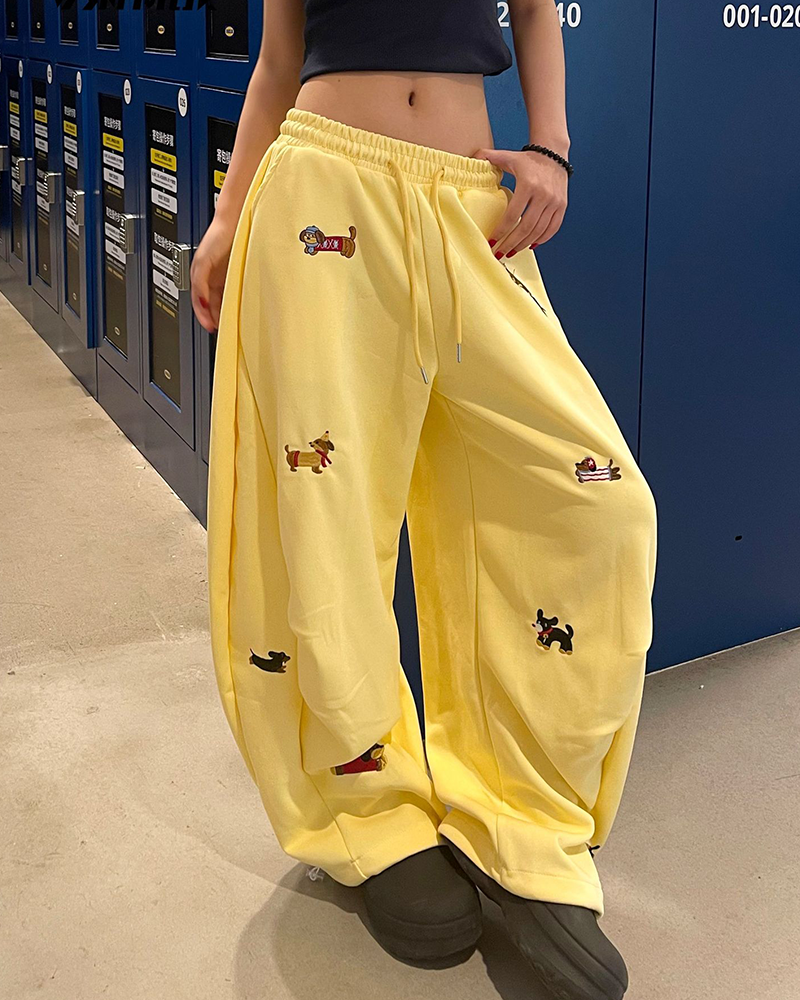 Cartoon Dog Barrel Sweatpants