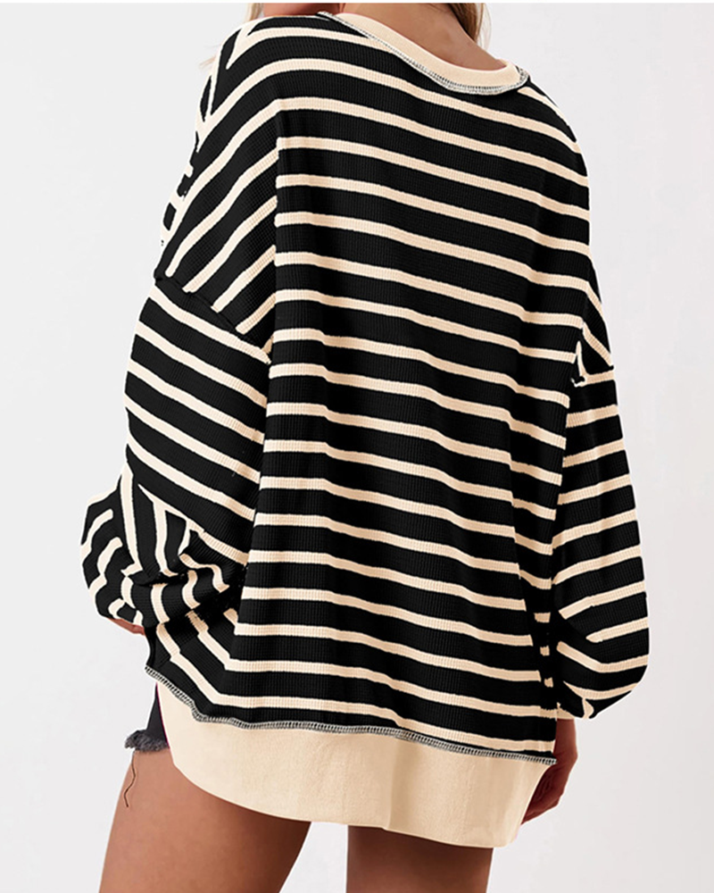 Parisian Stripe V-Neck Pullover
