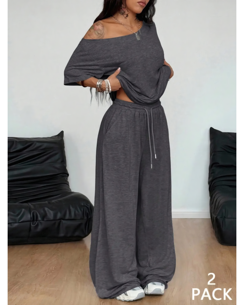 Chill Status Off Shoulder Pant Set