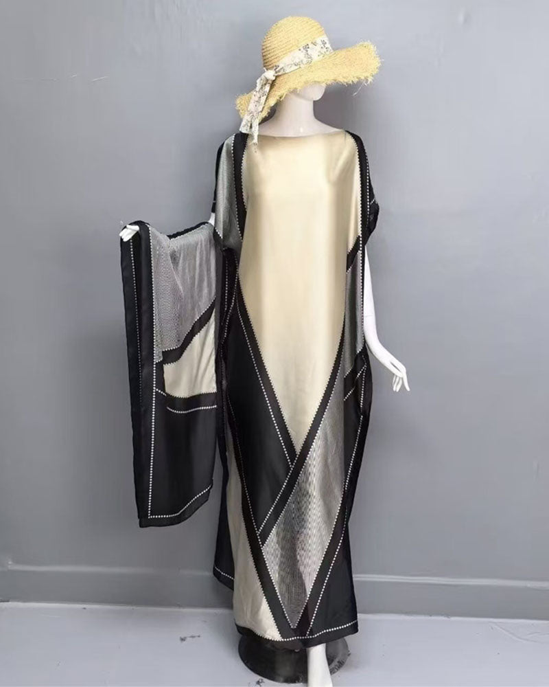 2 piece Satin Printed Dress