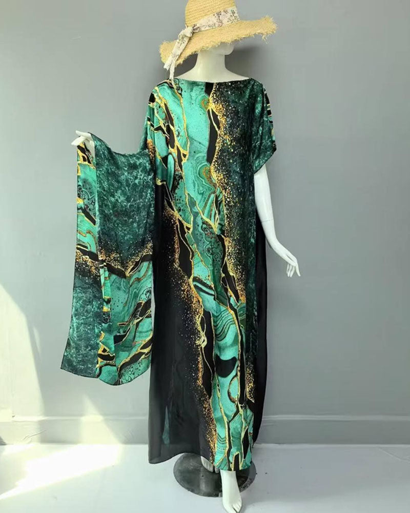 2 piece Satin Printed Dress