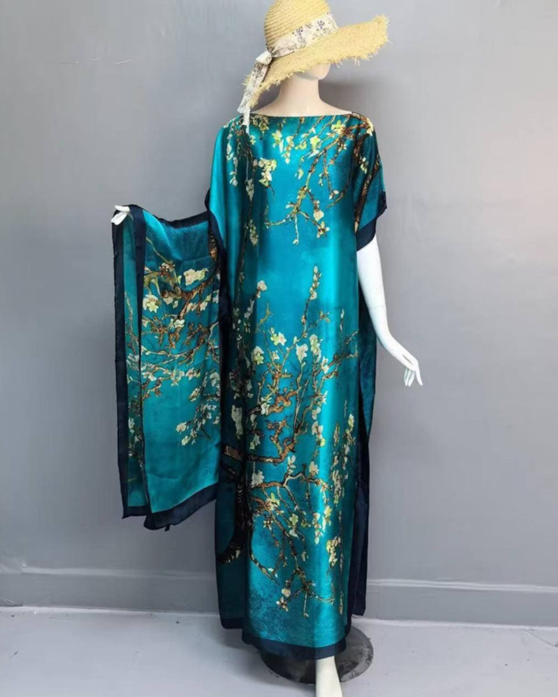 2 piece Satin Printed Dress