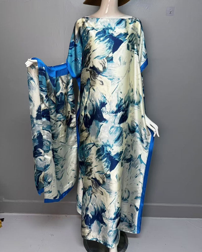 2 piece Satin Printed Dress