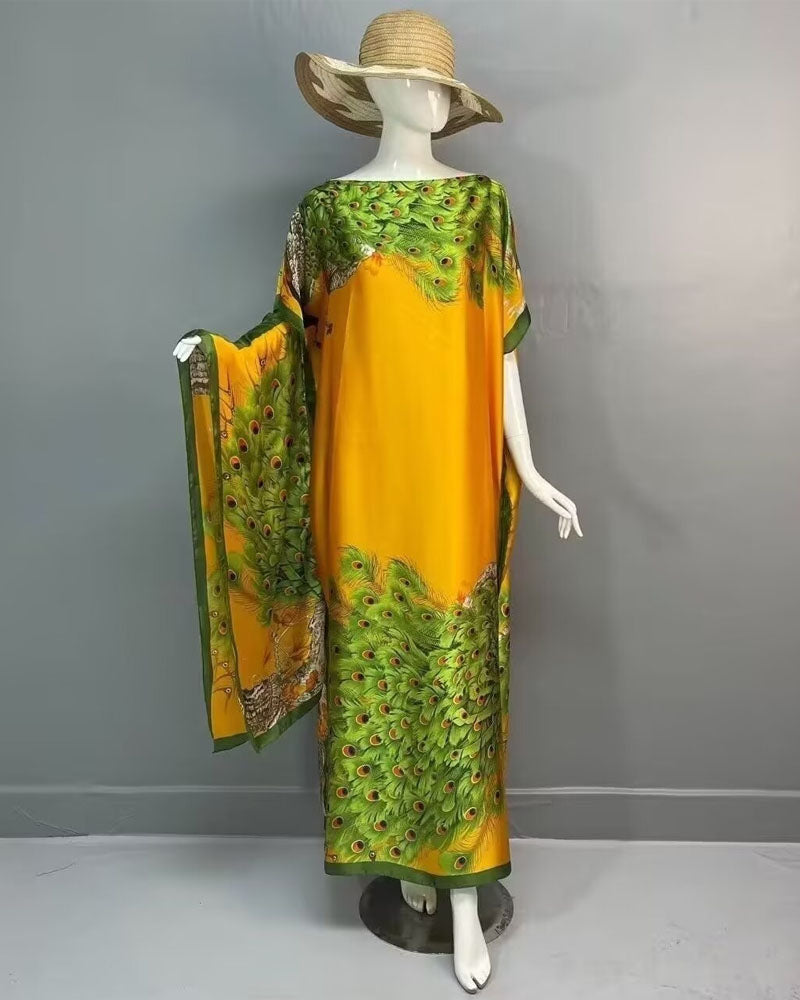 2 piece Satin Printed Dress