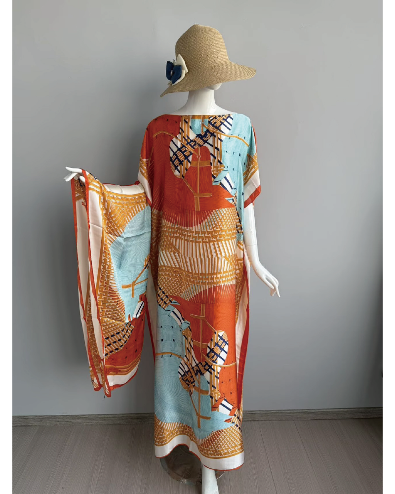 2 piece Satin Printed Dress