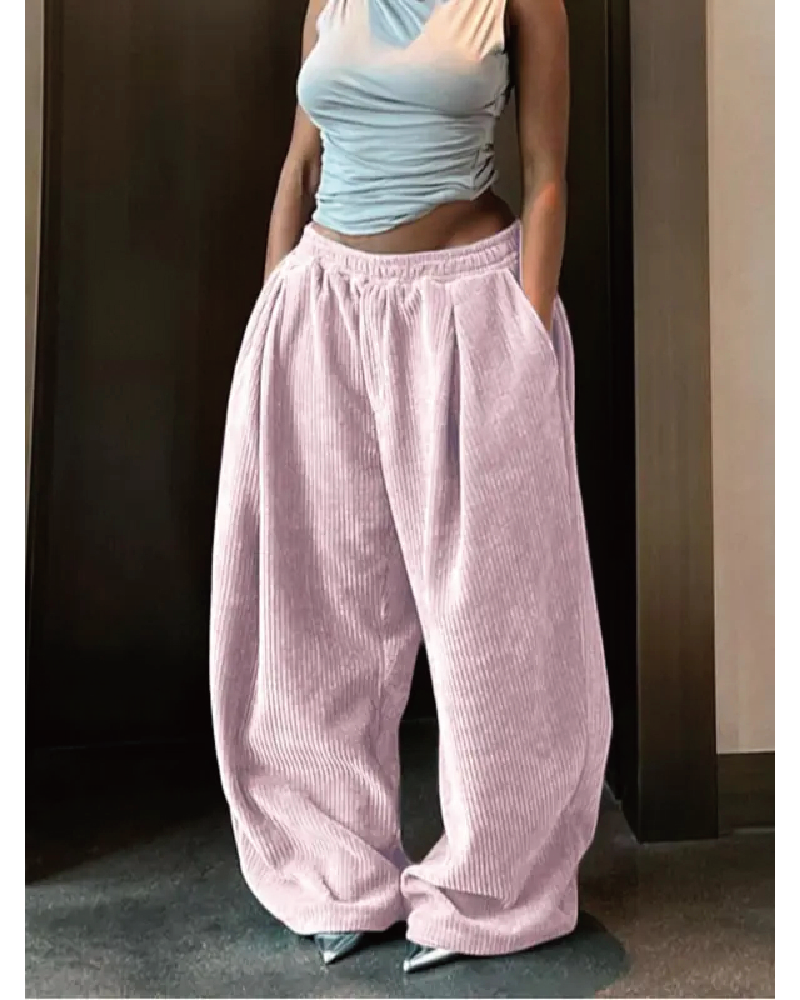 Corduroy Streetwear Wide Leg Pants