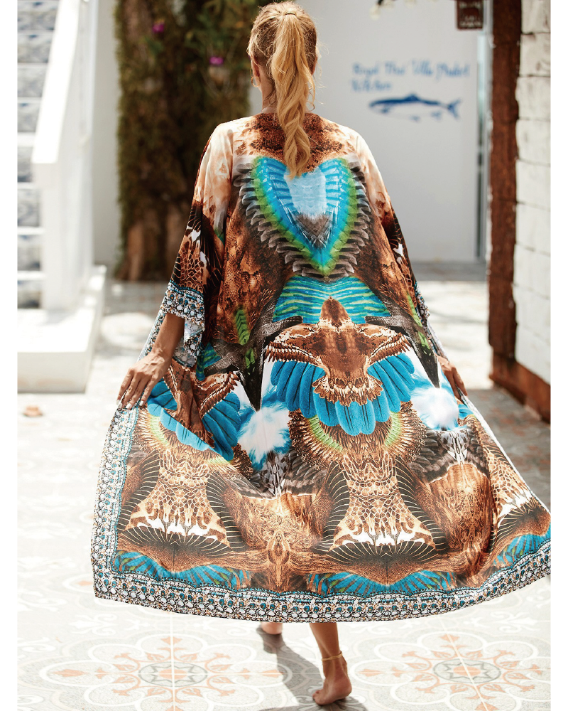 Plants Print Belted Cover Up