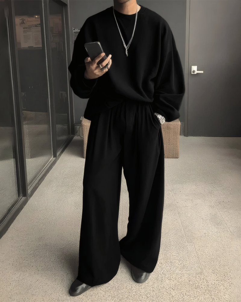 Sweatshirt&Wide Leg Pants Set