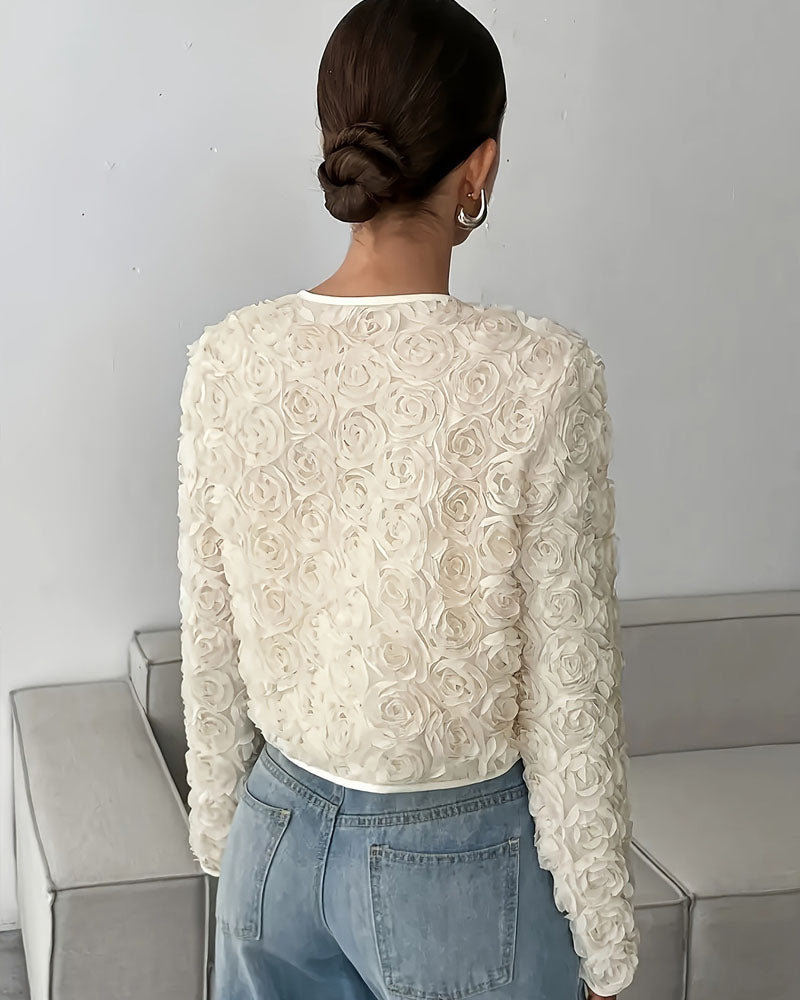 3D Floral Charm Cardigan