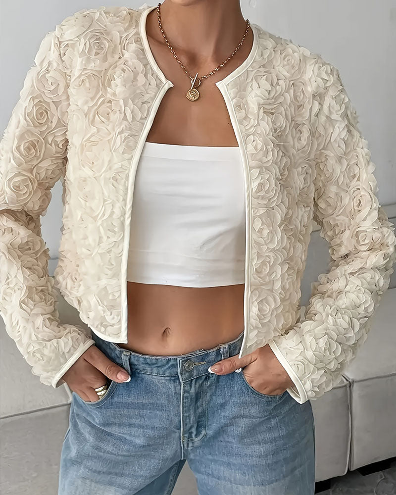3D Floral Charm Cardigan