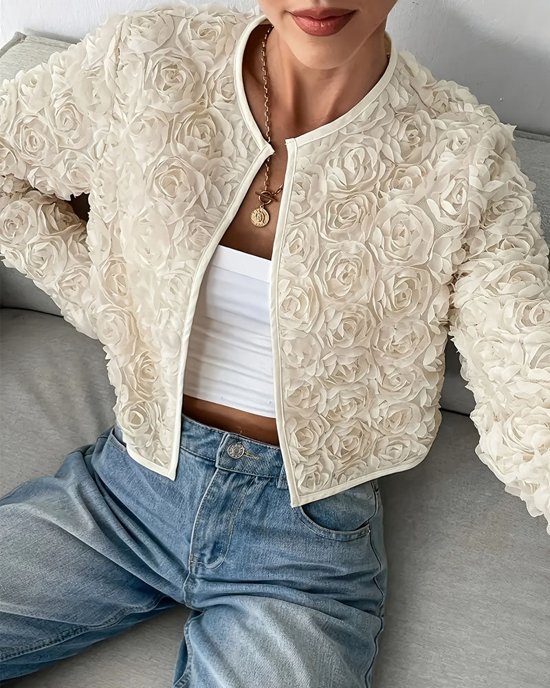 3D Floral Charm Cardigan