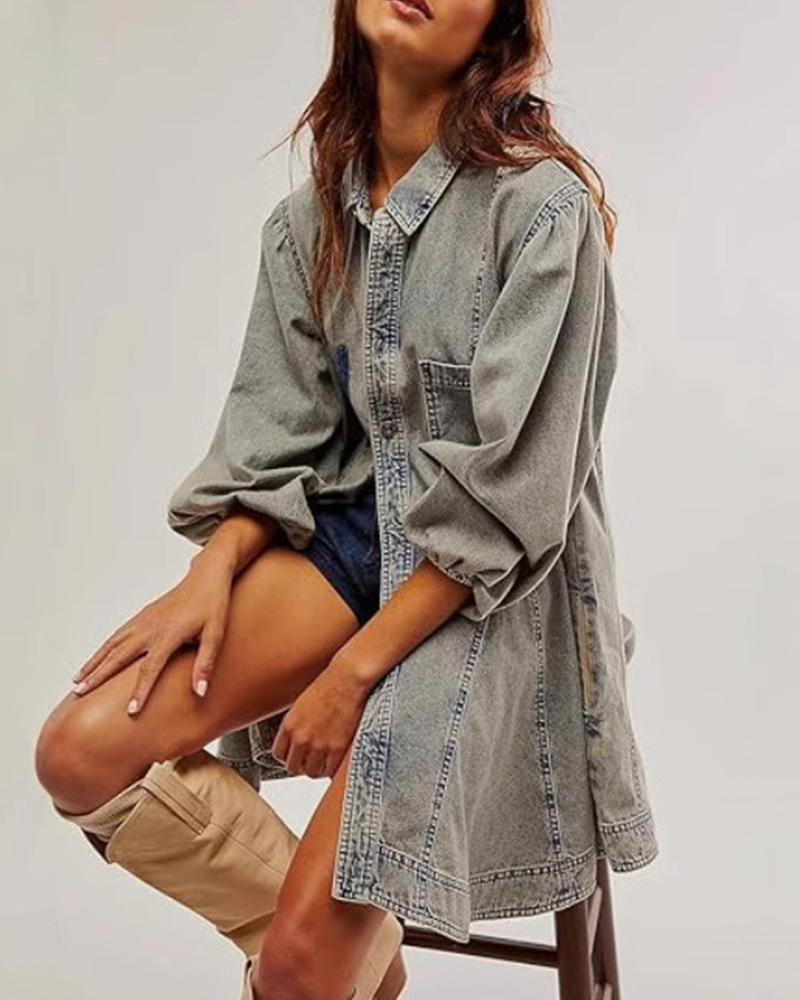 Everyday Button Denim Shirt Dress
