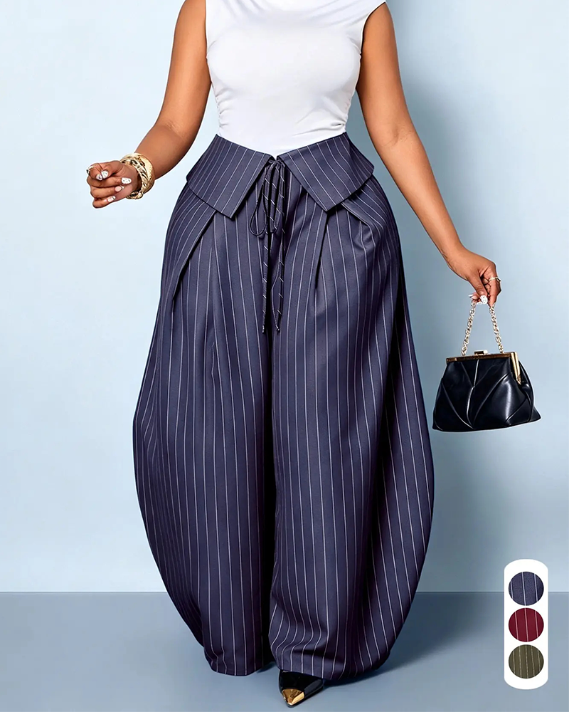 Casual Striped High-Waisted Loose Pants