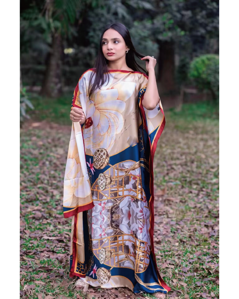 2 piece Satin Printed Dress