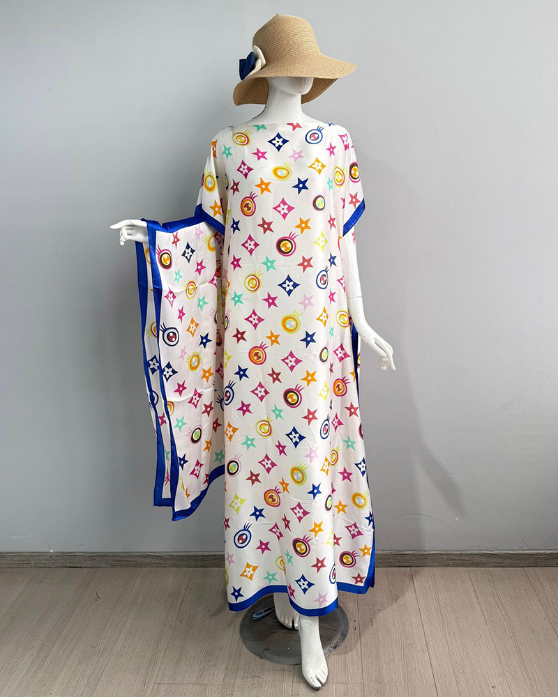 2 piece Satin Printed Dress