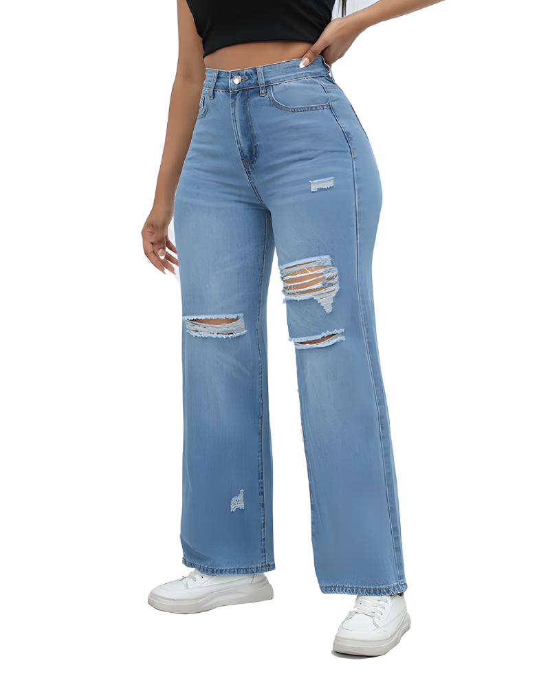 Jorjana Ripped Straight Leg Jeans