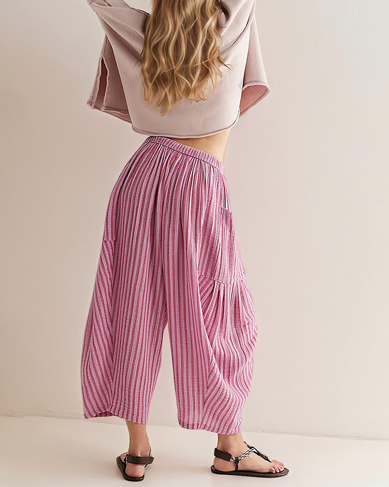 Stripe Ease Cropped Pants