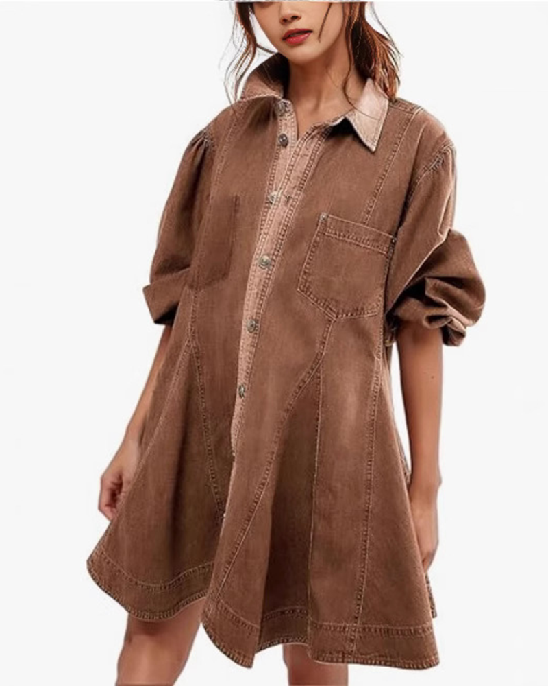 Everyday Button Denim Shirt Dress