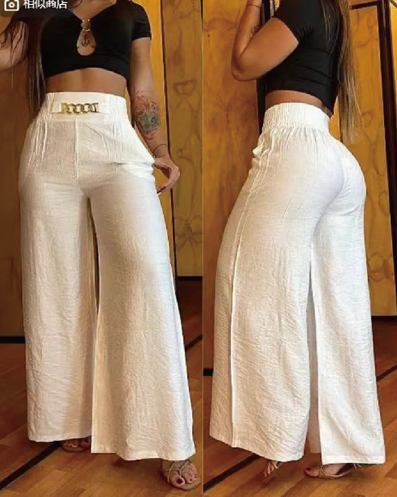 Metallic Graphic Print Pants