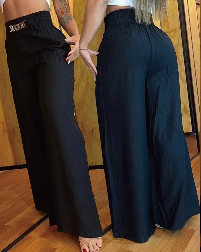 Metallic Graphic Print Pants