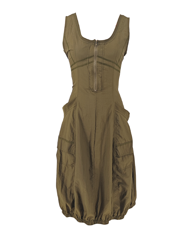 Bubble-hem Midi Dress
