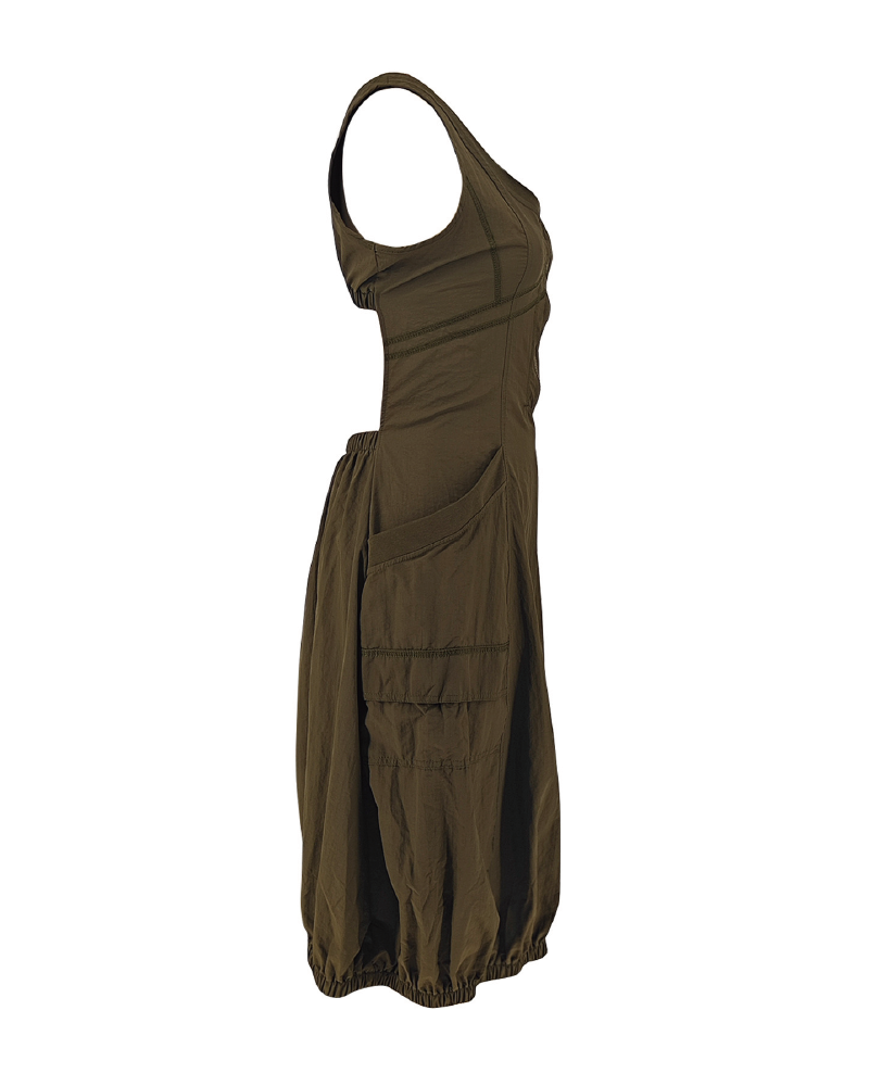 Bubble-hem Midi Dress