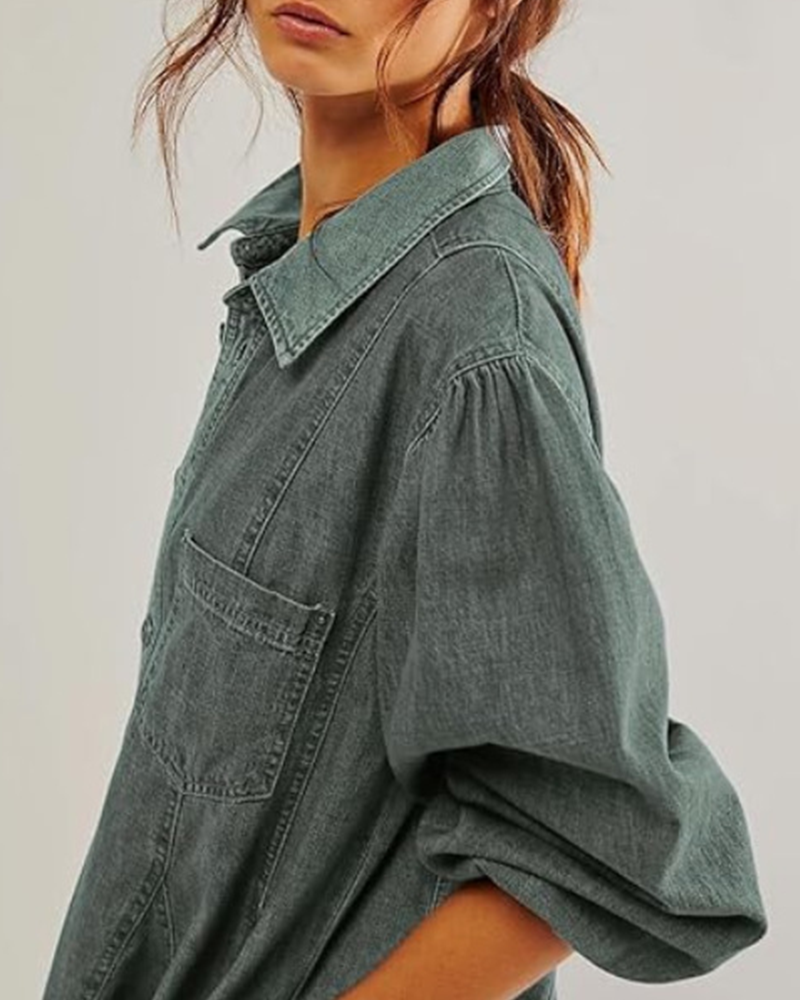 Everyday Button Denim Shirt Dress