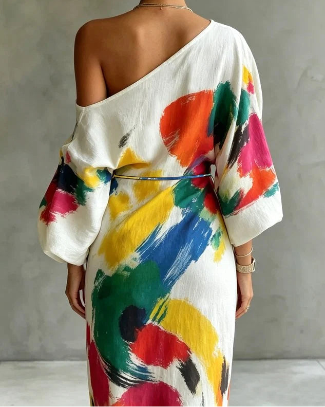 One Shoulder Bohemian Maxi Dress