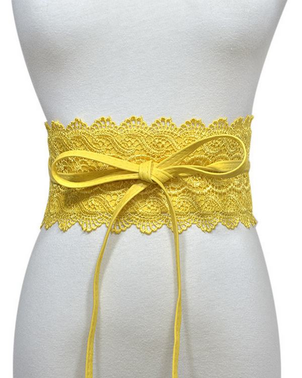 Lace trimmed wide waistband
