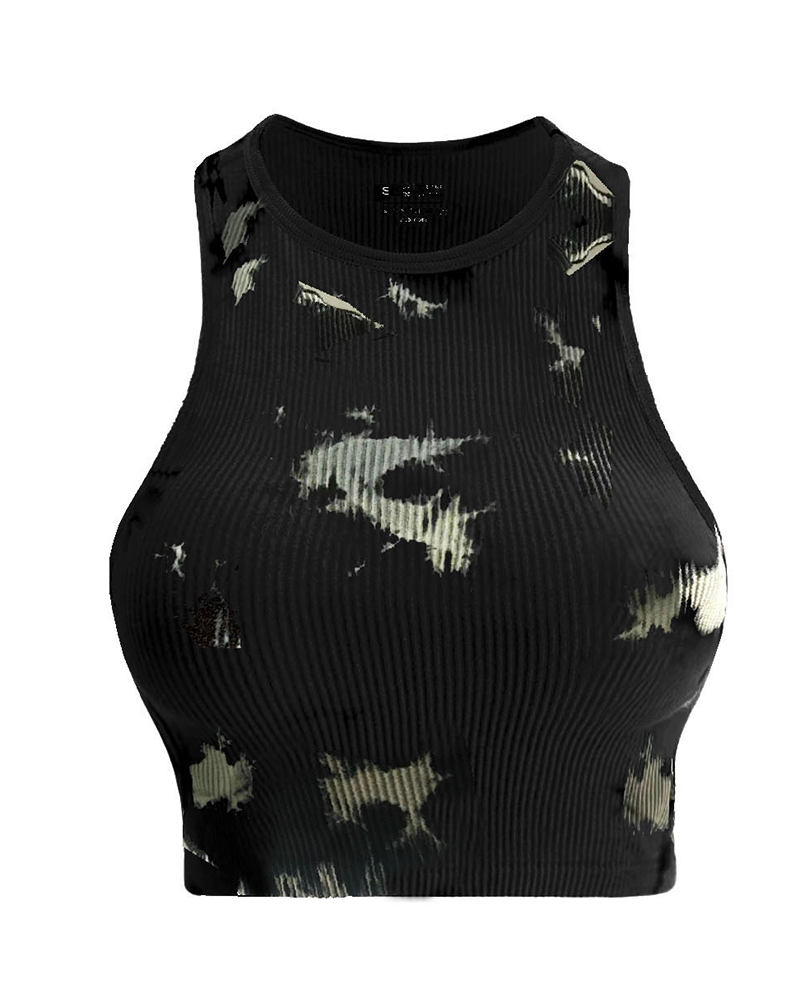 Ribbed Ripple Tie-Dye Top